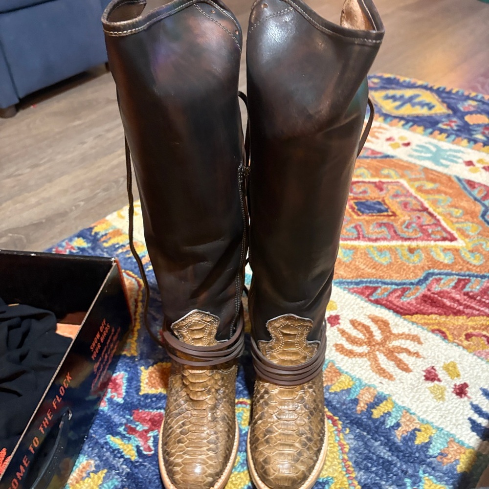 Freebird coal Brown and Tan Heeled Boots